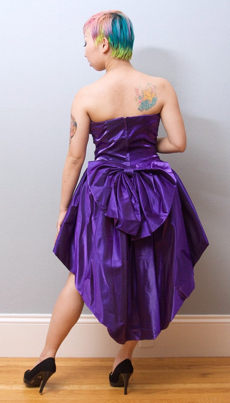 80s Jessica McClintock Royal Purple Sequin Prom Dress by