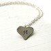 Sterling silver heart initial necklace - Hand stamped personalized necklace