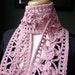 Women's Wool Scarf Crocheted Lace in Pink Heather