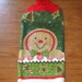 Gingerbread Man Hand Towel With Cherry Red Crocheted Top-Red Edge