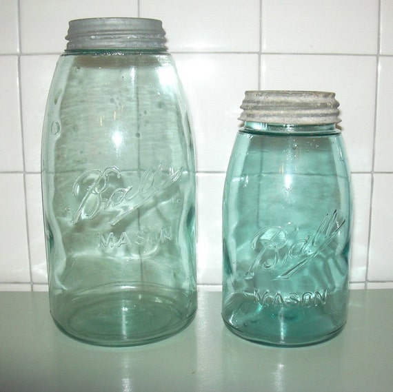 VINTAGE Blue/Green Canning Jars2