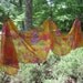 Vintage Chiffon Scarf - Green/ Orange/ Red/ Purple