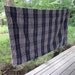 Vintage Tablecloth - Navy Plaid Woven Cotton