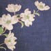 Vintage Hanky/ Handkerchief - Navy With Dogwood Branch