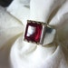 RESERVED for JOHN 12mm X 10mm emerald cut 7.75 CT madagascar ruby sterling silver mans ring size 10 1/2