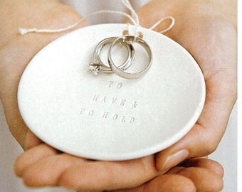 Ring Bearer Bowl To Have And To Hold, wedding ring holder, jewelry dish for ringbearer by Paloma's Nest