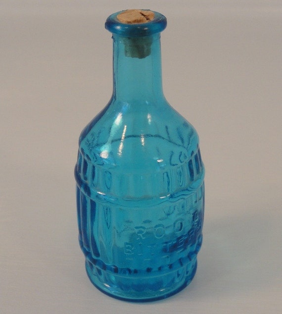 Blue Glass Vintage Root Bitters Bottle