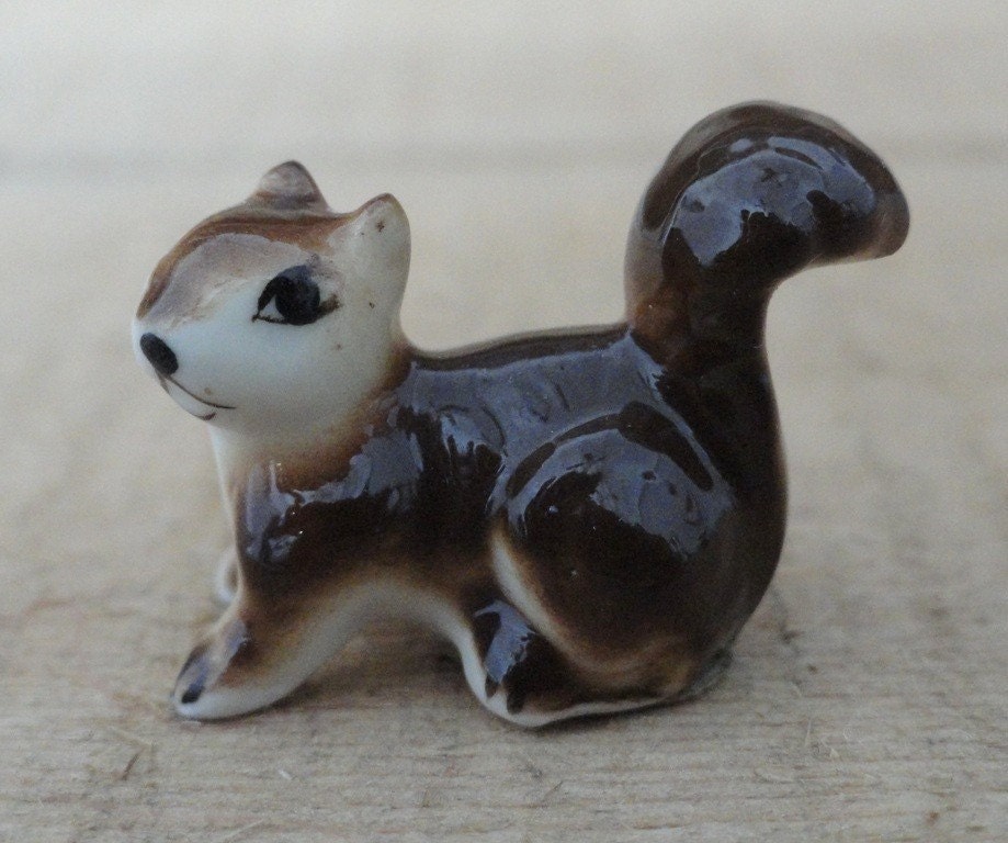 Vintage Miniature Ceramic Squirrel Figurine