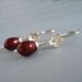 Sophisticated Bordeaux Earrings - Red Tear Drop Swarovski Crystal Pearls, Sterling Silver