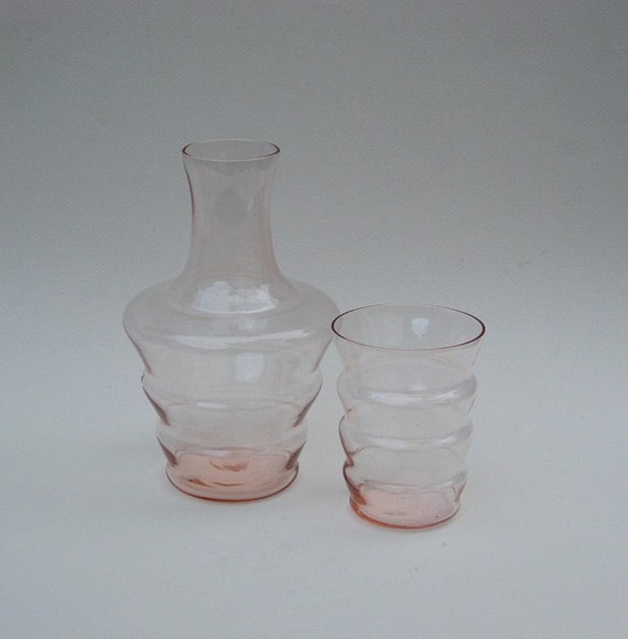 Bedside Decanter Set Vintage Carafe and Glass by