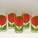 RESERVED - Colony Drinking Glasses - Mod Red Roses - 1970s Vintage