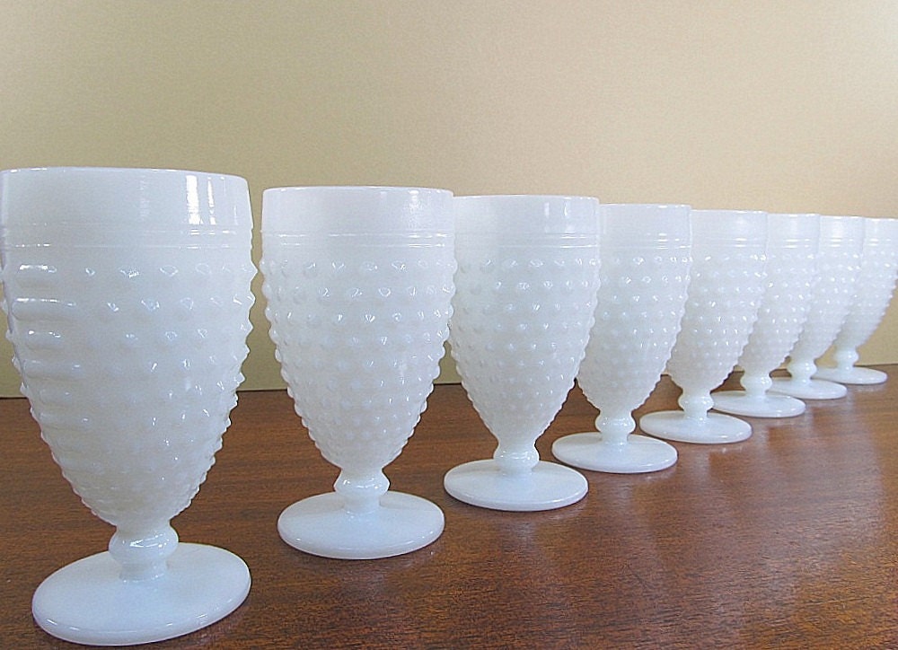 Hobnail Milk Glass Glasses