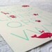Letterpress Alphabet Poster. Modern Design. Crimson Red and Light Turquoise.
