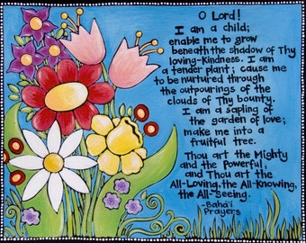 art print of Bahai Prayer for children