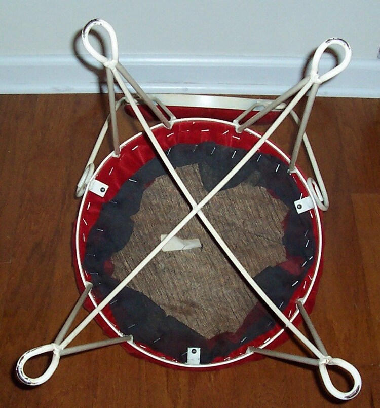 Vintage Wrought Iron Vanity Chair Red Velvet by FunkyQuailVintage