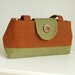 Color Block Jewel Cut Purse - One of a Kind Bag - Sage Green, Burnt Orange