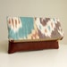 Foldover Clutch - Handwoven Ikat - Bonded Leather - Zippered Purse - Envelope Bag