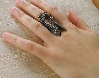 FREE USA SHIPPING ! Adjustable cicada statement ring, insect jewelry, Gothic jewelry,