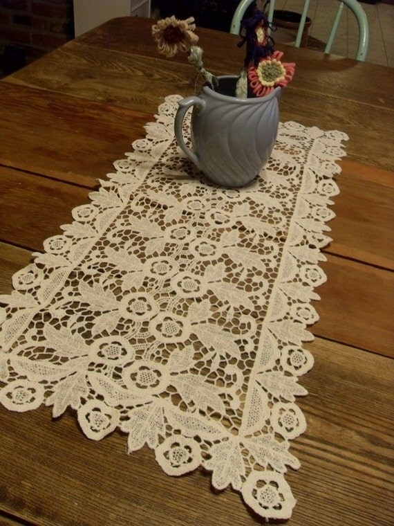 Battenburg Lace Table Runner 14 X 32