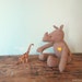 RESERVED SALE Rhinoceros doll eco friendly upcycled vintage cotton blend soft OOAK Heirloom bubynoa Best Friend