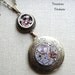 Steampunk Looking Glass Locket Necklace with Antique(c.1800's) Button-Painting the Roses Red