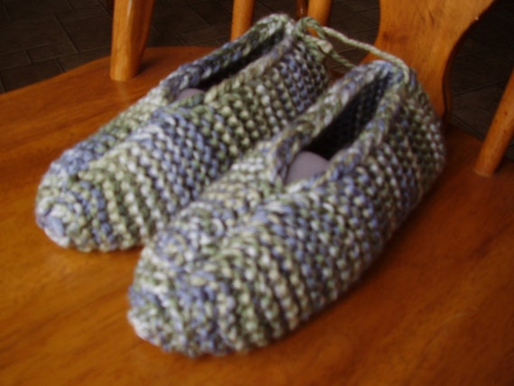 Bulky Knitted variegated Adult Slippers Size by Kniftyhooksneedles