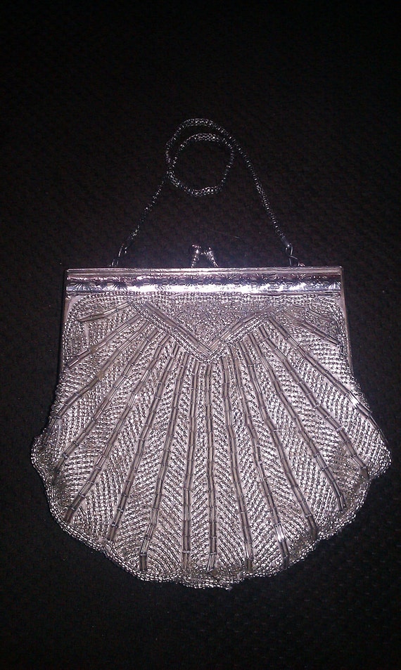 Vintage 1920s Art Deco Beaded shell clutch purse by Zabadas
