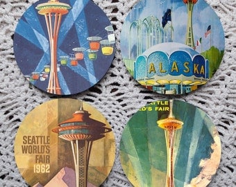 See You in Seattle -- 1962 Seattle World's Fair Posters Mousepad Coaster Set