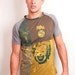 SALE - Futuristic Urban Mens Raglan T shirt Brown Yellow