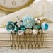 Something blue. floral wedding collage shabby chic hair comb. Tiedupmemories