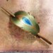 Leather Peacock Feather Barrette Or Hair Slide With Handcrafted Walnut Stick