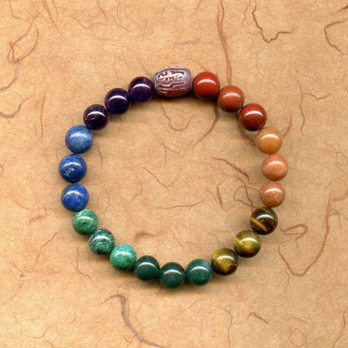 Heal 7 chakra meditation bead bracelet mala with mantra bead