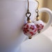 SALE Plum Blossom earrings - in red - ceramic painted beads and brass - handmade