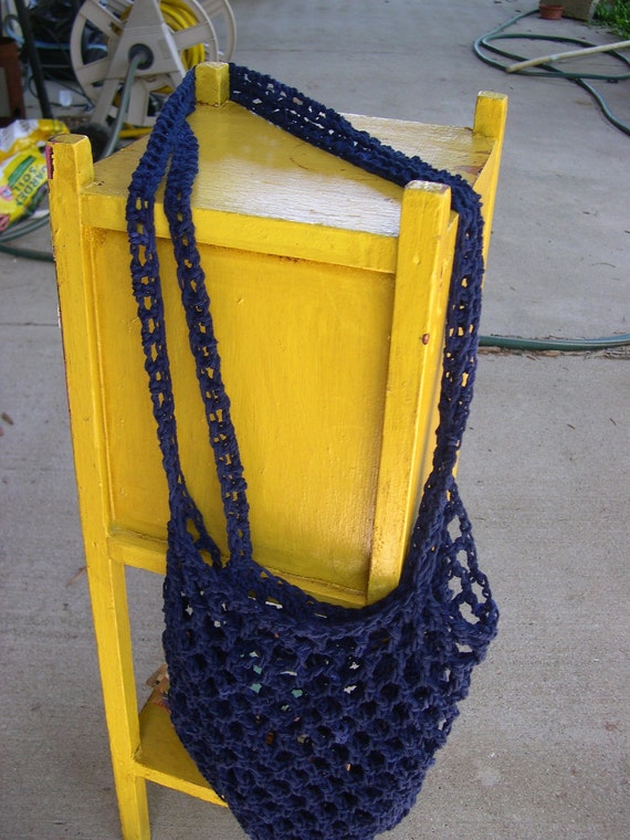Navy Cross Body Cotton Tote