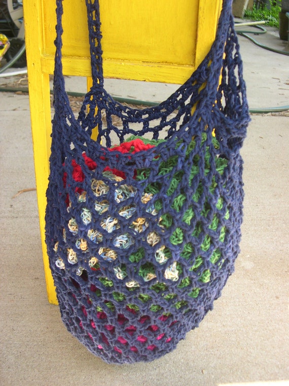 Navy Cross Body Cotton Tote