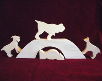 Three Billy Goats Gruff Unfinished Pine Playset