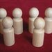6 No. 5 Large Boy or Man Peg Dolls Unfinished Hardwood