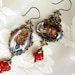 The Cheshire Cat is Not Very Helpful - Alice and Cheshire Cat Earrings in Brass - Color- With Lampwork Rose Drops