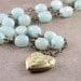 Vintage Style Brass Heart Locket and Amazonite Stones