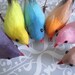 6 mushroom birds - Pink, Poppy Orange, Turquoise Blue, Lemon Yellow, Purple, Tea Stain swallow bird