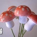 small PINK amanita spun cotton mushrooms - 6 pieces