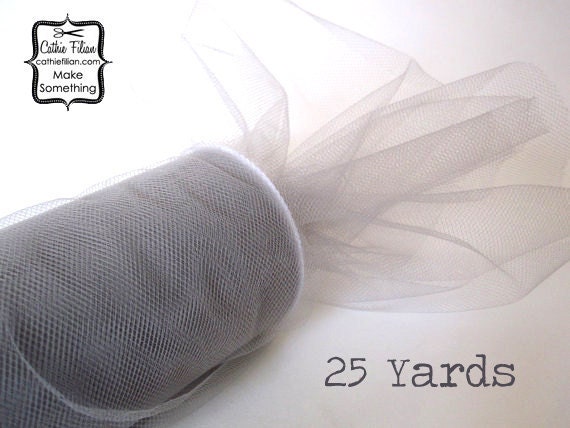Silver Grey Tulle - 25 Yards - 6" - favors, streamers, pom-poms, tutus, weddings, showers, party decoration, bows