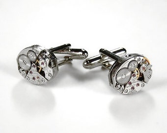 Mens Cufflinks Vintage Ruby Jeweled Watch Cuff Links FAIRMONT LUXURY MAGAZINE Weddings Anniversary Groom - Steampunk Jewelry by edmdesigns