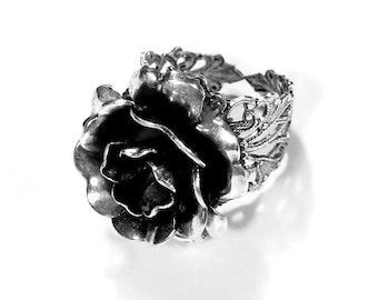 Steampunk Jewelry Ring Vintage Barrel Spring ROSE Ring Silver Filigree WOLFRAM Fashion Magazine Holiday Gift For Her - Jewelry by edmdesigns