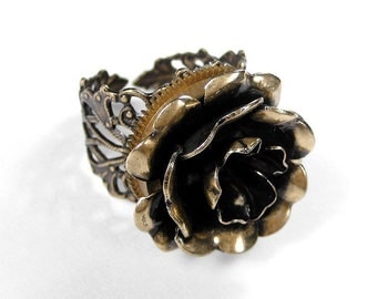 Steampunk Jewelry Ring Watch Part Golden ROSE Steam Punk Featured WOLFRAM Magazine Mothers Day Steampunk Fashion - Jewelry by edmdesigns