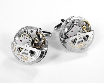 Mens BULOVA Cufflinks RARE SWIVEL Jewel Cuff Links Wedding Groom Anniversary Fiancee Cufflinks Fathers Day - Steampunk Jewelry by edmdesigns