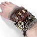 Steampunk Cuff - Industrial LEATHER Wrist Cuff with POCKETS VIALS GEARS SPROCKETS and SKULL - Antique Skeleton Key - Adjustable UNISEX PIECE - NEW WEARABLE ART Exclusively by edmdesigns and 1/2 Street Studio