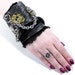 Steampunk Cuff Womens Cuff Black LEATHER Transfers Chain Keys Skull Rose Heart Gears Victorian Rocker Cuff Steampunk Clothing by edmdesigns