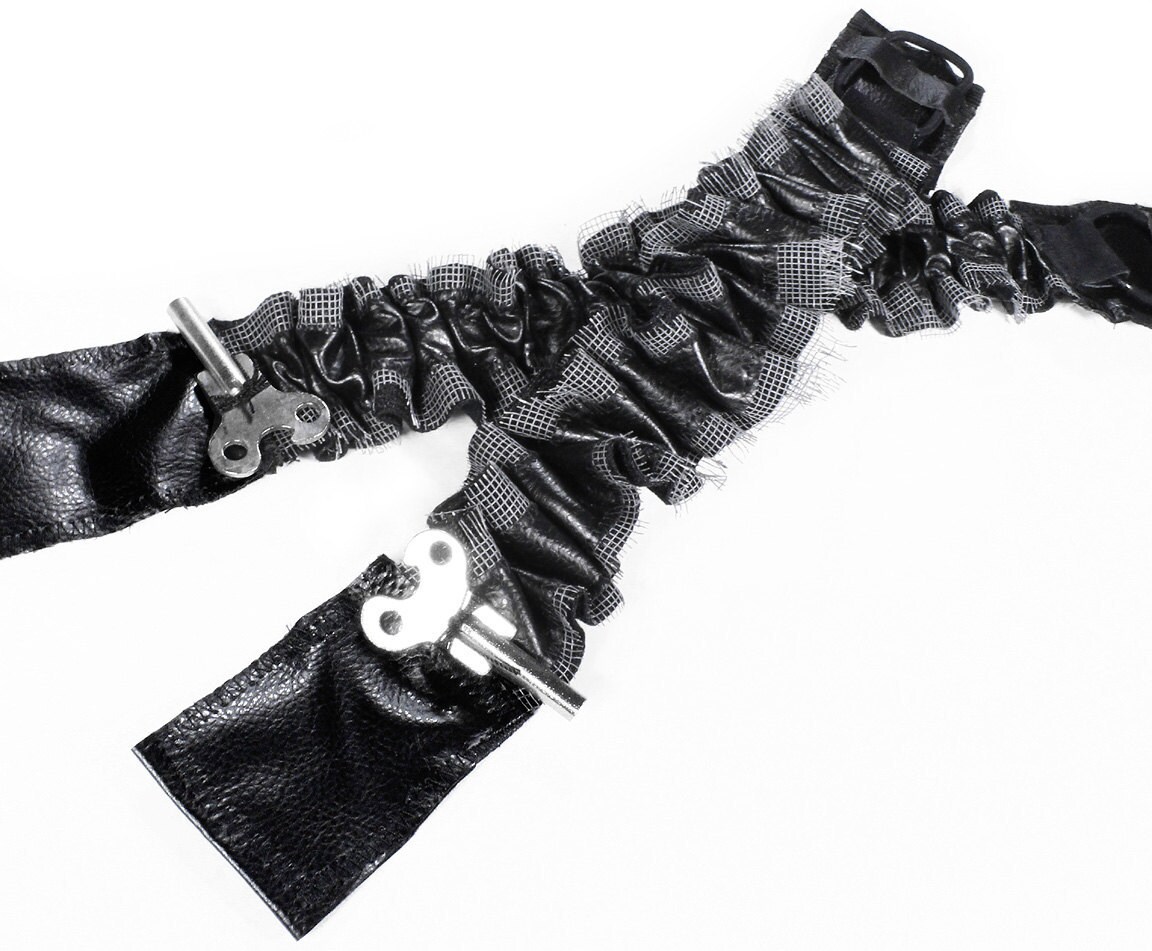 Steampunk Shirt Sleeve Garters Mens or Womens Black Leather