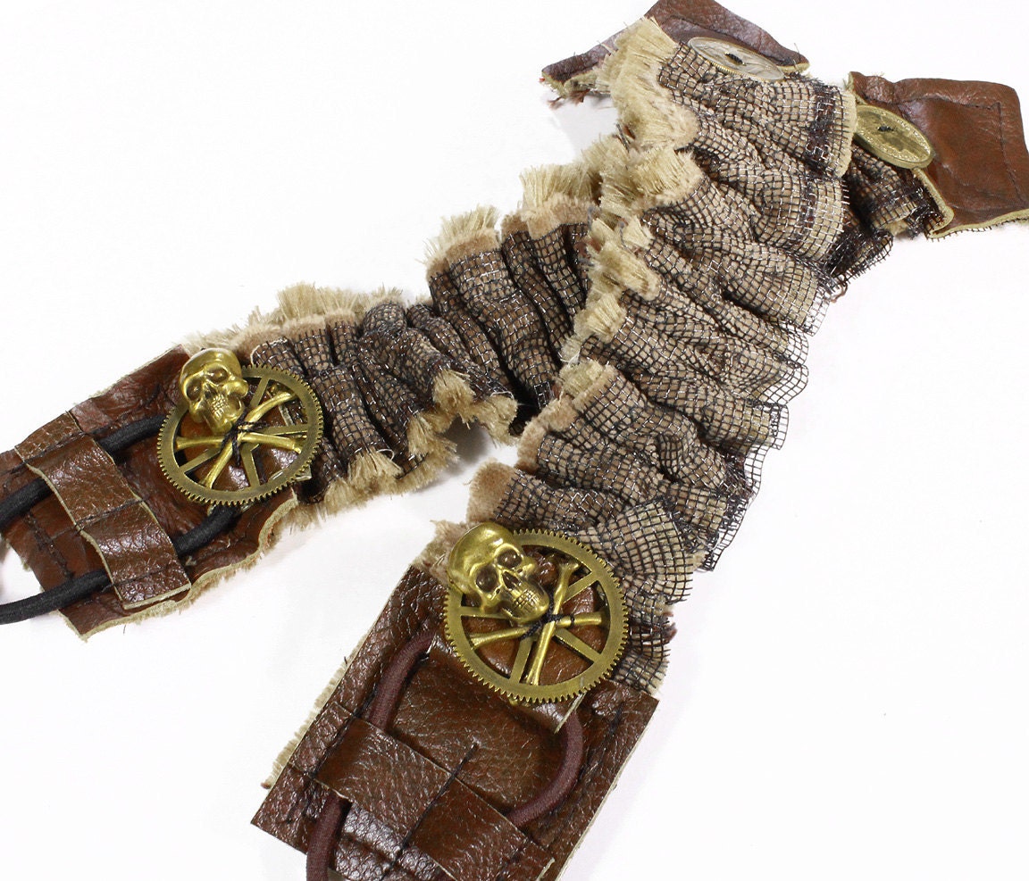 Steampunk Shirt Garters Sleeve Garter Brown Leather MeSH